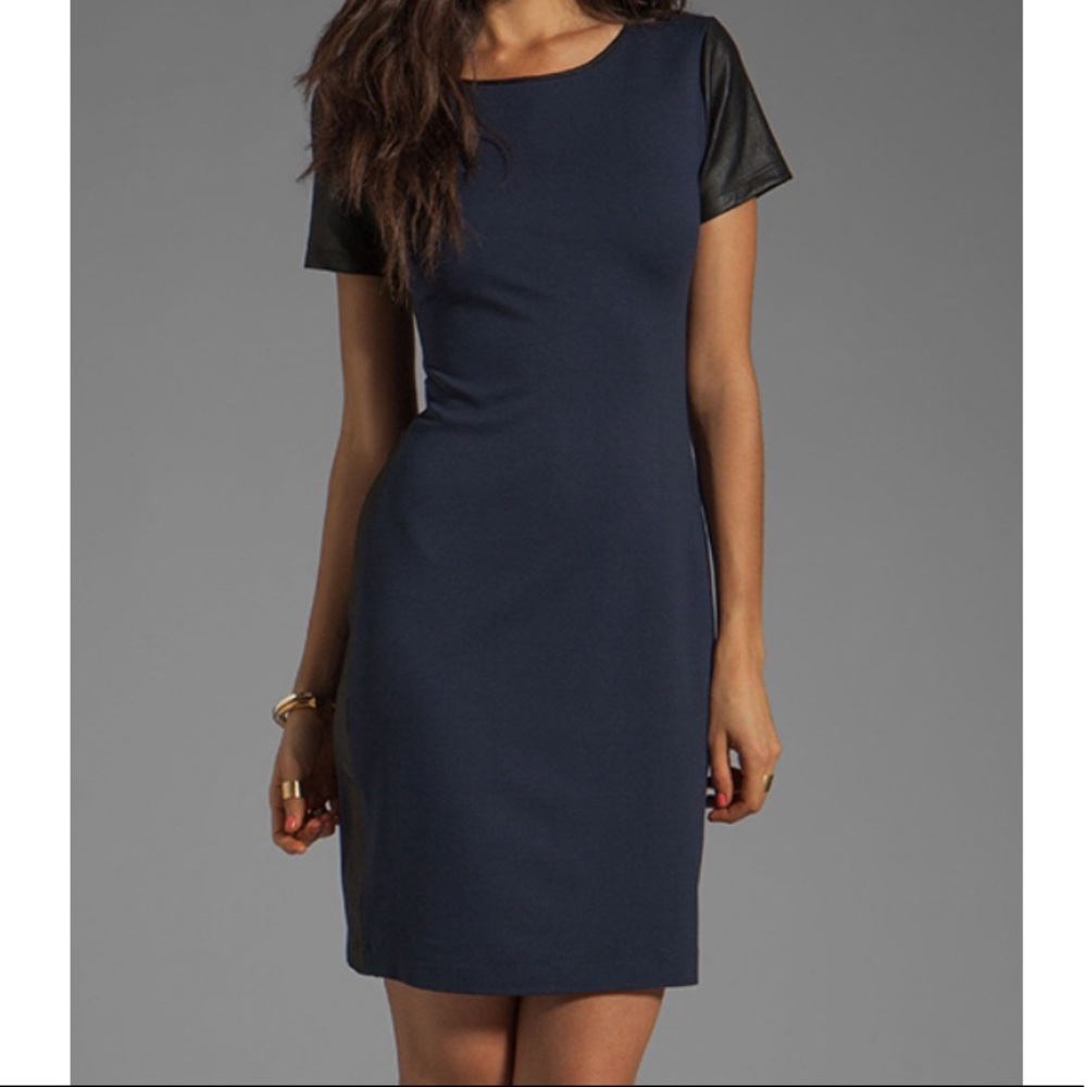 Theory Pryor Leilana Ponti Leather Combo Dress